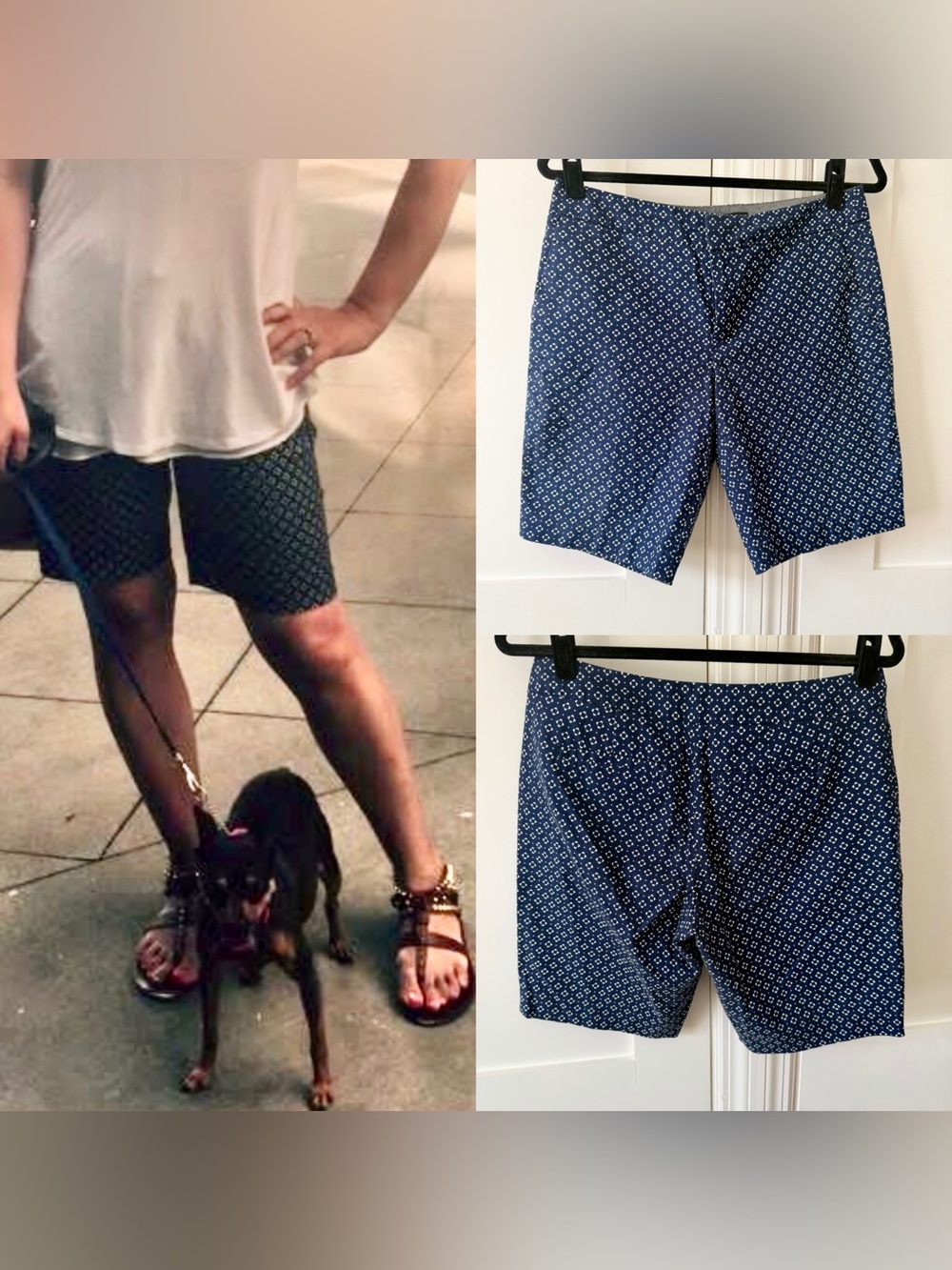 Banana Republic Factory Hampton Fit Geometric Print Bermuda Shorts Blue Sz 4